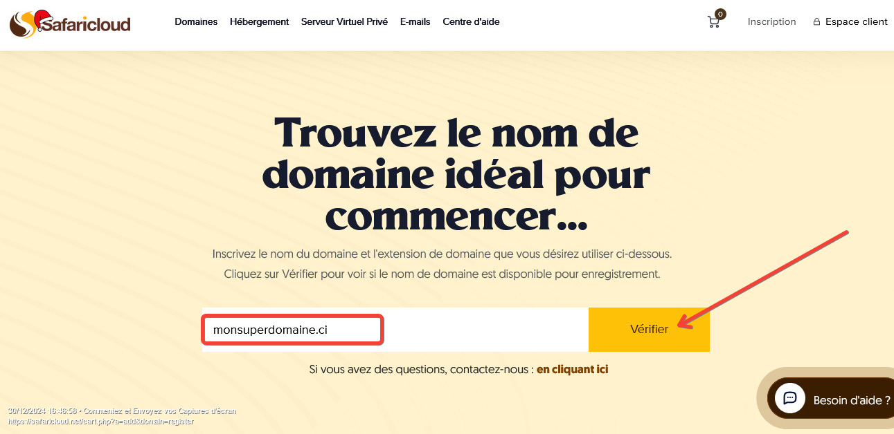 verification disponibilité nom de domaine .ci