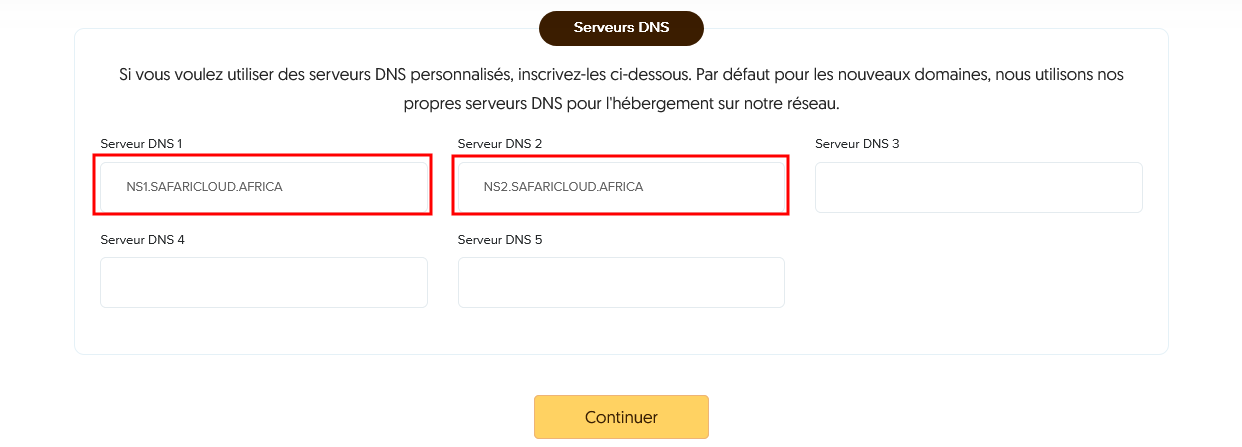 serveurs dns nom de domaine .ci